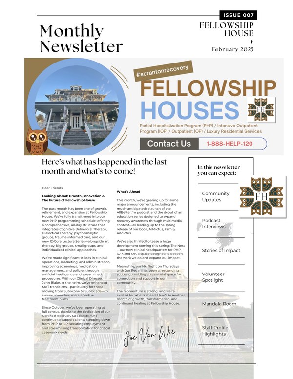Fellowship House monthly newsletter cover, February 2025, issue 007